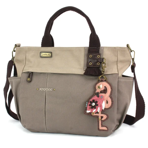 Multi Pocket Tote - Flamingo - dark gray