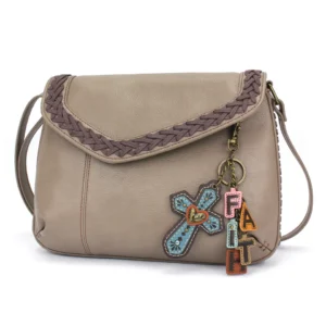 Braided Boho Crossbody - Charming Charms Cross+FAITH - warm gray