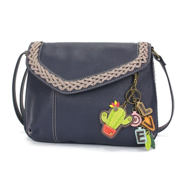Braided Boho Crossbody - Charming Charms Cactus+LOVE - navy