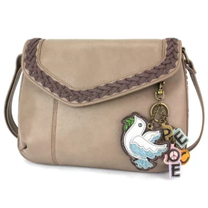 Braided Boho Crossbody - Charming Charms Dove+PEACE - warm gray