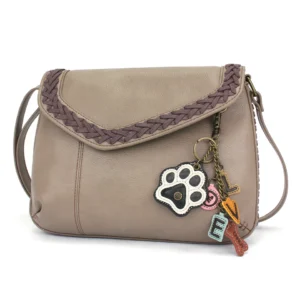 Braided Boho Crossbody - Charming Charms Paw+LOVE - warm gray