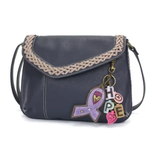 Braided Boho Crossbody - Charming Charms Lavender Ribbon - navy