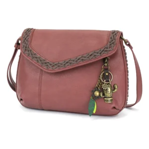 Braided Boho Crossbody - Metal Charming Cactus - berry