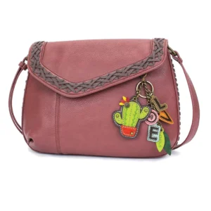 Braided Boho Crossbody - Charming Charms Cactus+LOVE - berry