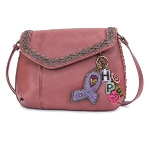 Braided Boho Crossbody - Charming Charms Lavender Ribbon - berry
