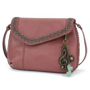 Braided Boho Crossbody - Metal Charming Clef - berry
