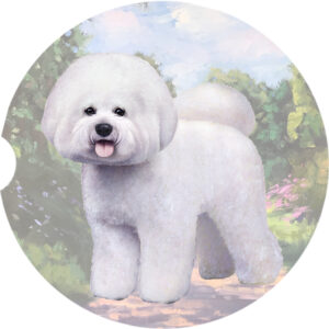 BICHON FRISE STANDING CAR COASTERS