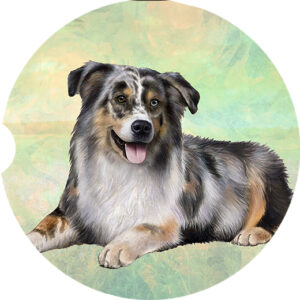 AUSTRALIAN SHEPHERD LAYING CAR COASTERS