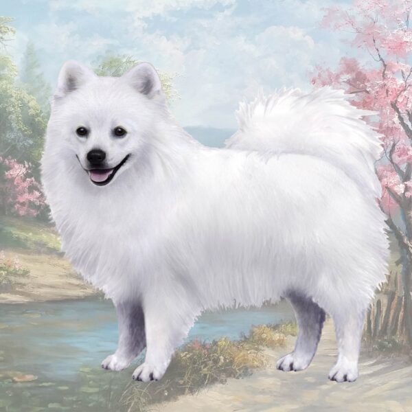 AMERICAN ESKIMO DOG, STANDING HOME COASTERS